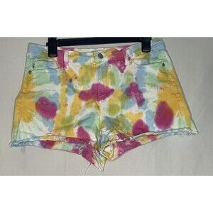 Judy Blue Shorts Size Large Snow Cone Tie Dye Cut Off High Waist Denim Stretch